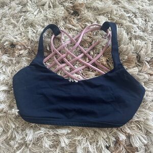 Black and Pink Women's Sports Bra
